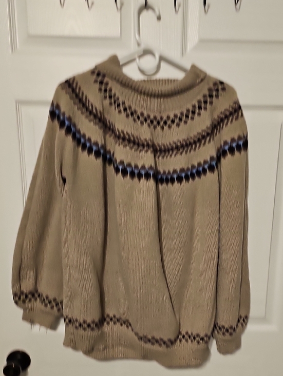 Sweaters - Beige Patterned Yoke Sweater - Women